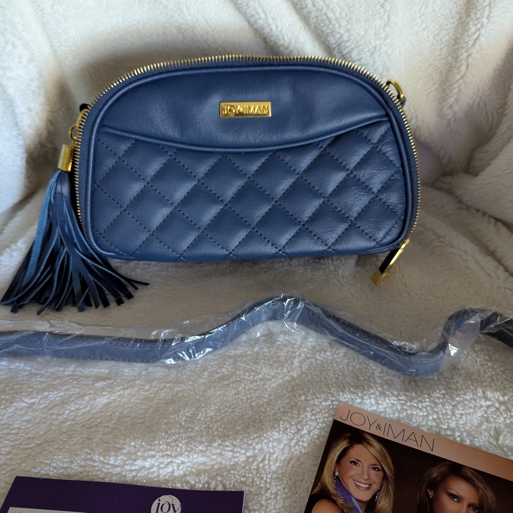 Elegant Blue Quilted Crossbody Bag - Picture 9 of 9